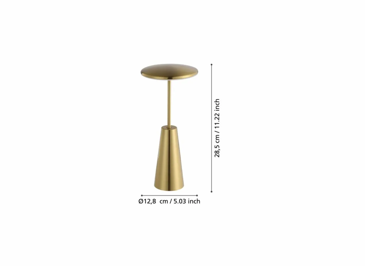 Tafellamp Piccola LED H28cm staal geborsteld geelkoper