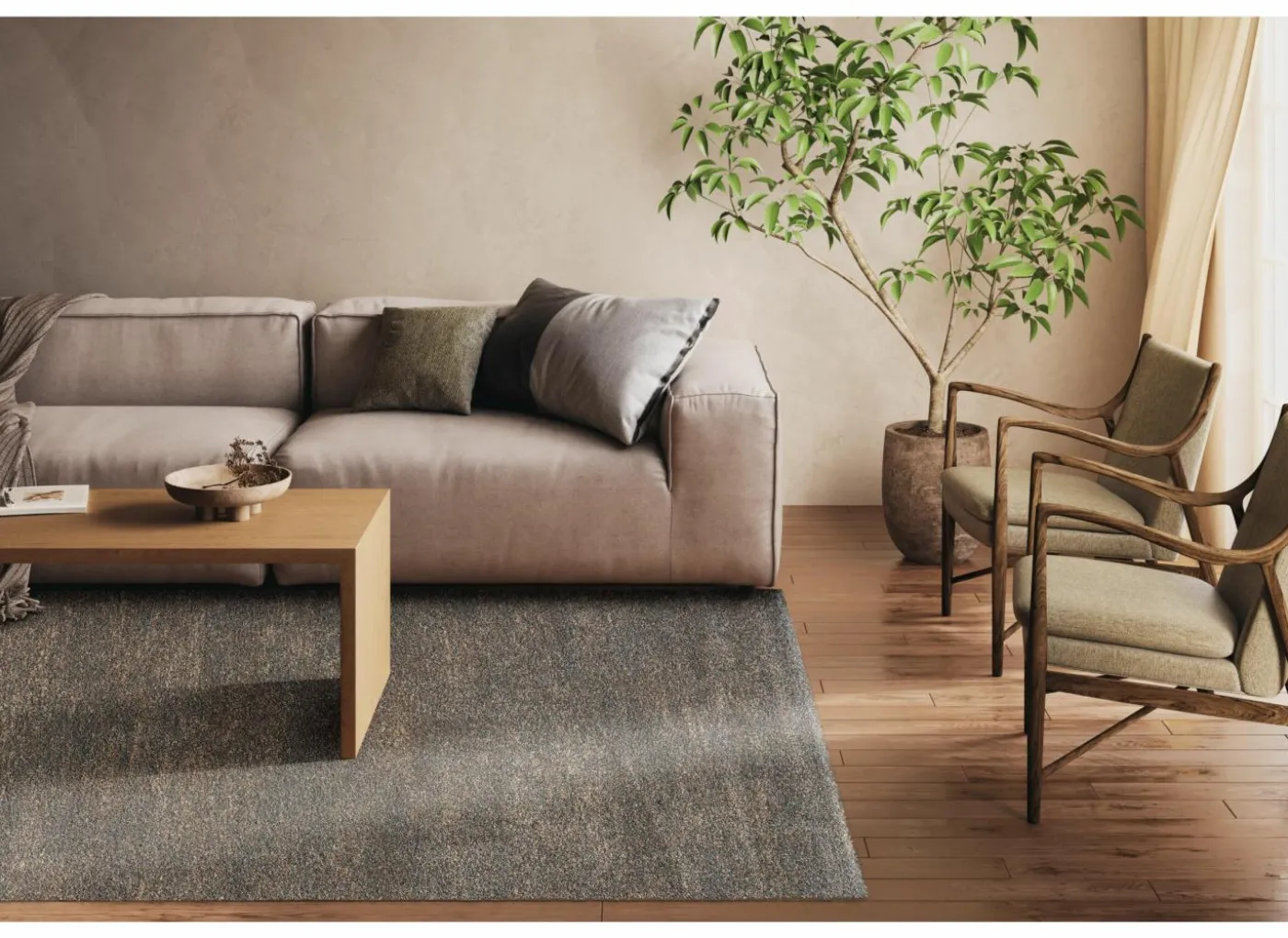 Tapijt Medusa 67x140cm - polyestervezel - grijs & bruin