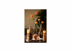 Theelichthouder Bublini H20,5cm - glas - oranje