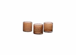 Theelichthouder Cassis Ø7x7cm - glas - bruin
