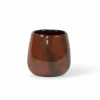 Theelichthouder H11cm - glas - rood & zwart