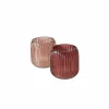 Theelichthouder Remsa H8,5cm - glas - licht/donkerroze