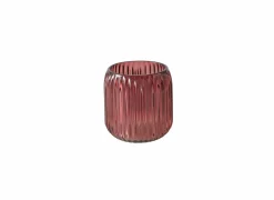 Theelichthouder Remsa H8,5cm - glas - licht/donkerroze