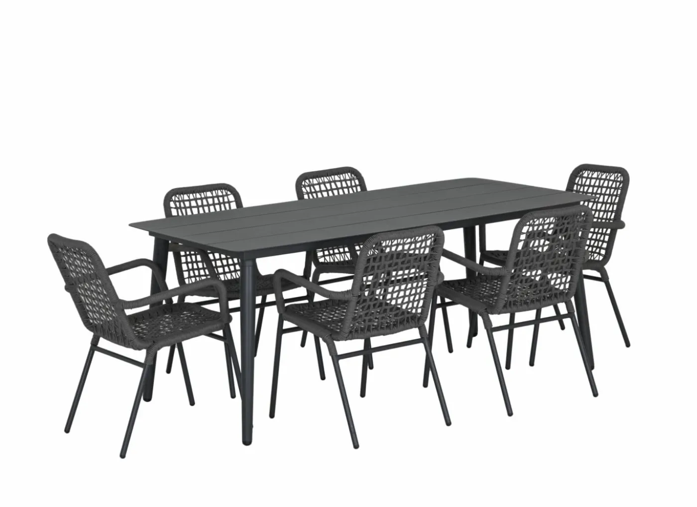 Tuinset Shore 180x90cm met 6 tuinstoelen Hopi