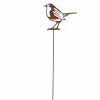 Tuinsteker Roodborstje H38cm - metaal - roest