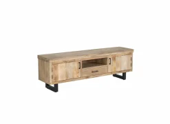 Tv-meubel Boqueria 180cm - mango massief & metaal - naturel