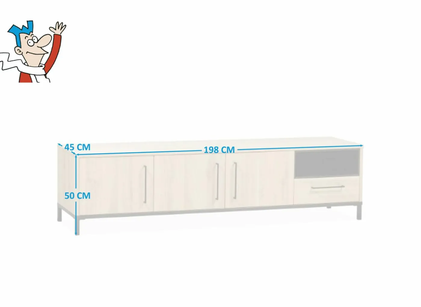 Tv-meubel Bridge 198cm - lamulux - fresh oak & old piano