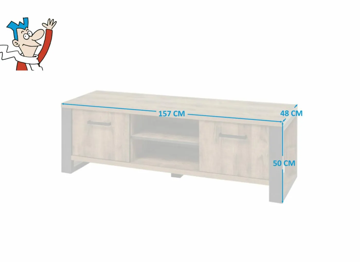 Tv-meubel 157cm - decor - bruin & zwart