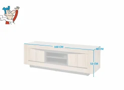 Tv-meubel 160cm - decor - French oak & grijs