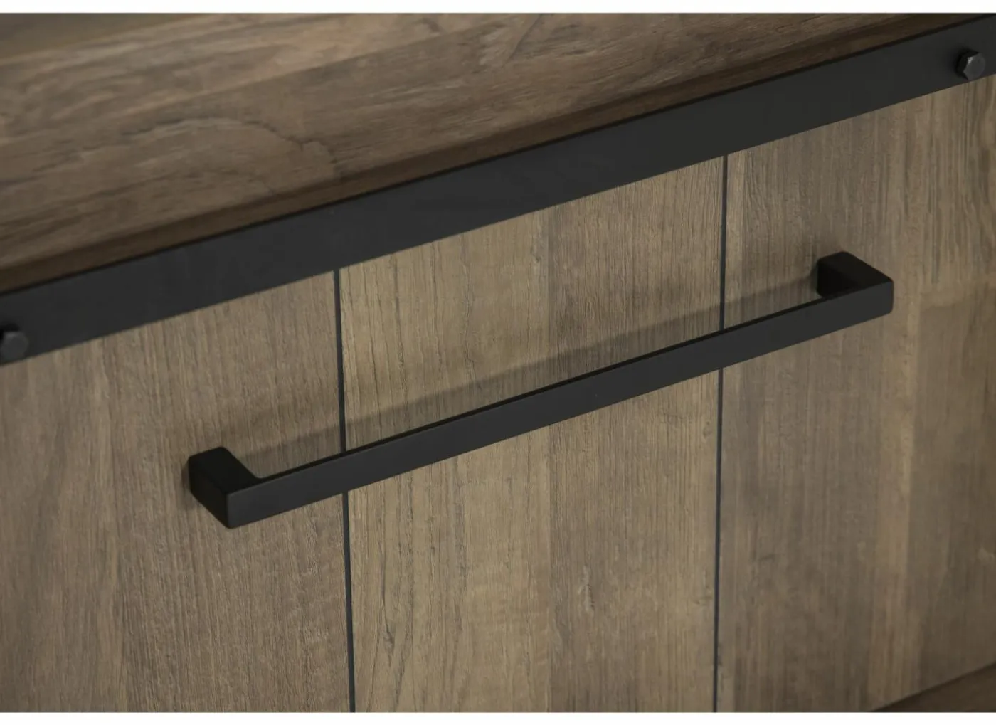 Tv-meubel 179cm - decor - old teak & matt black