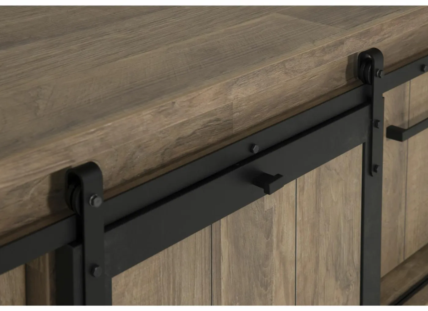 Tv-meubel 179cm - decor - old teak & matt black