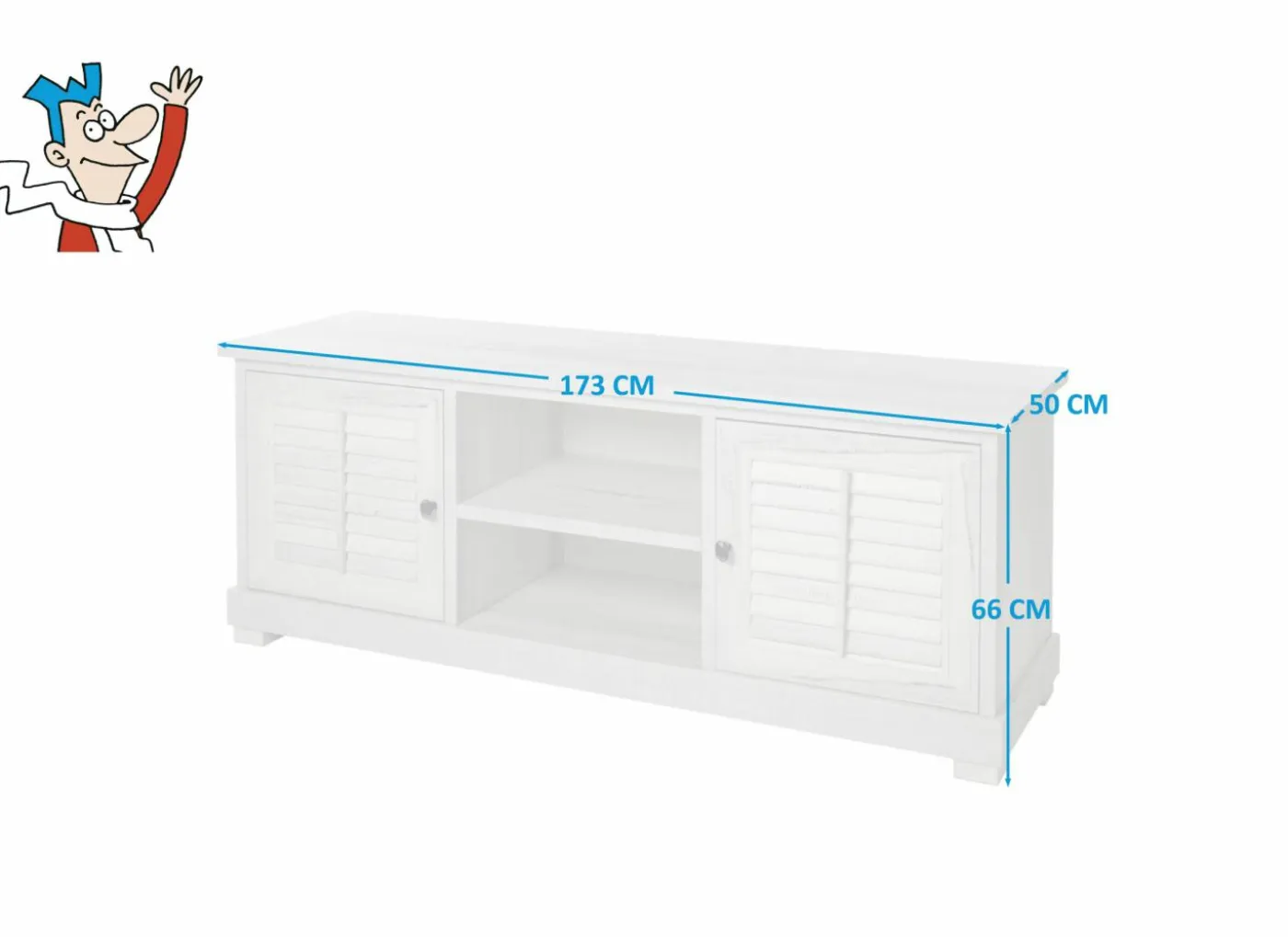 Tv-meubel 173cm - decor - wit