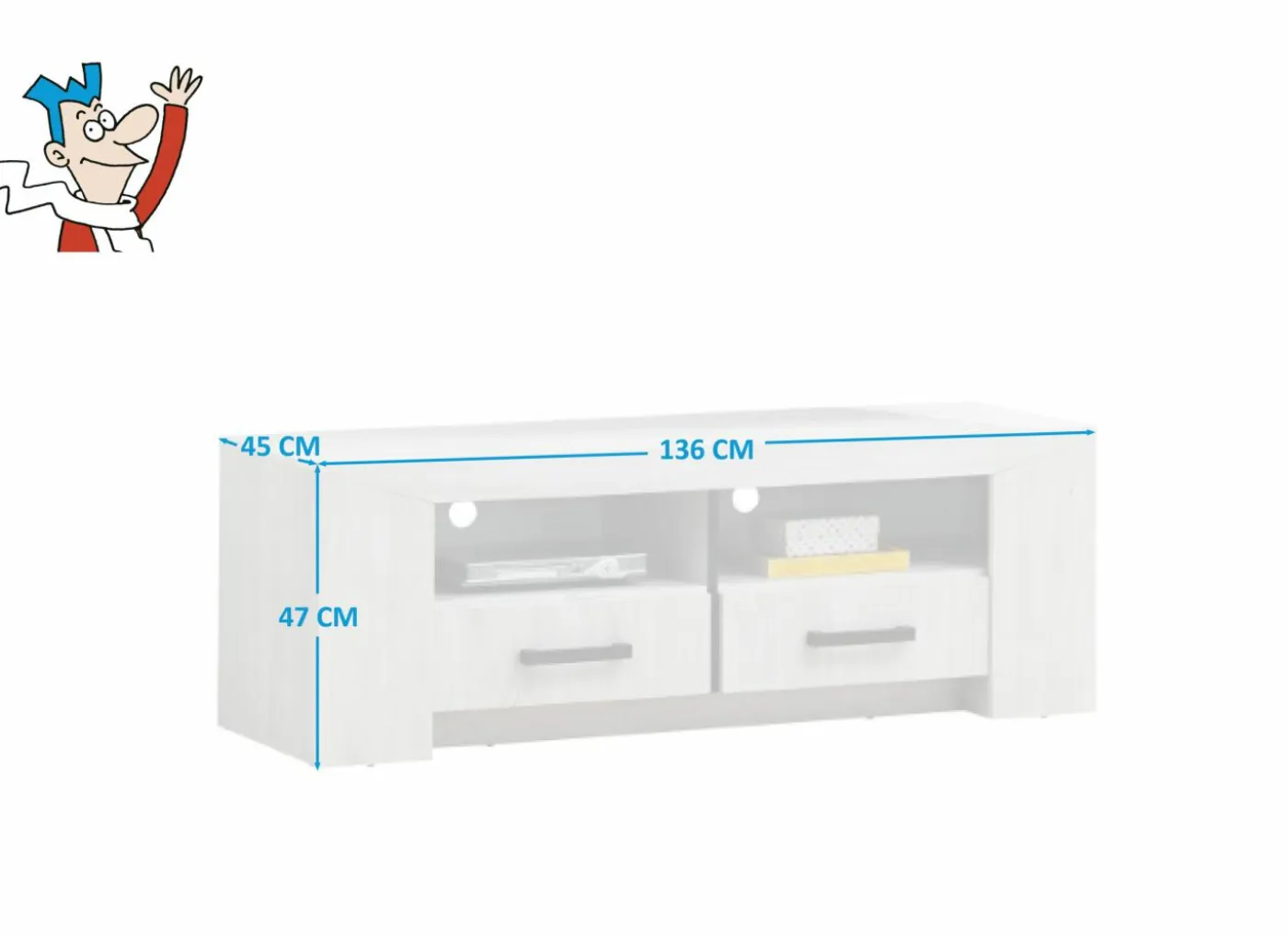 Tv-meubel Elvis 136cm - decor - white oak