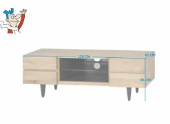 Tv-meubel Palacio 150cm - eik massief & decor - naturel