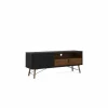 Tv-meubel Ry 151cm - decor - mat zwart & okkernoot
