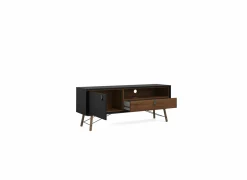 Tv-meubel Ry 151cm - decor - mat zwart & okkernoot
