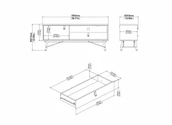 Tv-meubel Ry 151cm - decor - mat zwart & okkernoot