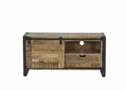 Tv-meubel Woodstock 120x45cm - mango massief & metaal - naturel & zwart