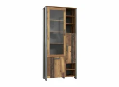 Vitrinekast Clif 92cm - decor - old wood & beton