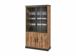 Vitrinekast 120cm - decor - bruin & zwart