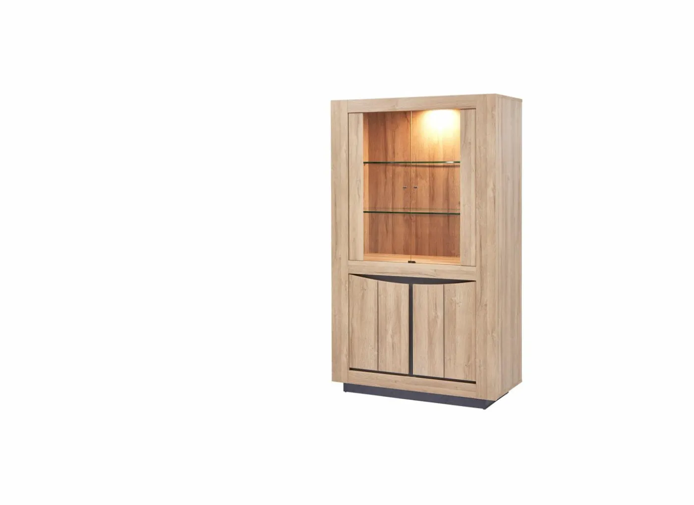 Vitrinekast 108cm - decor - French oak & grijs