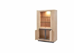 Vitrinekast 108cm - decor - French oak & grijs