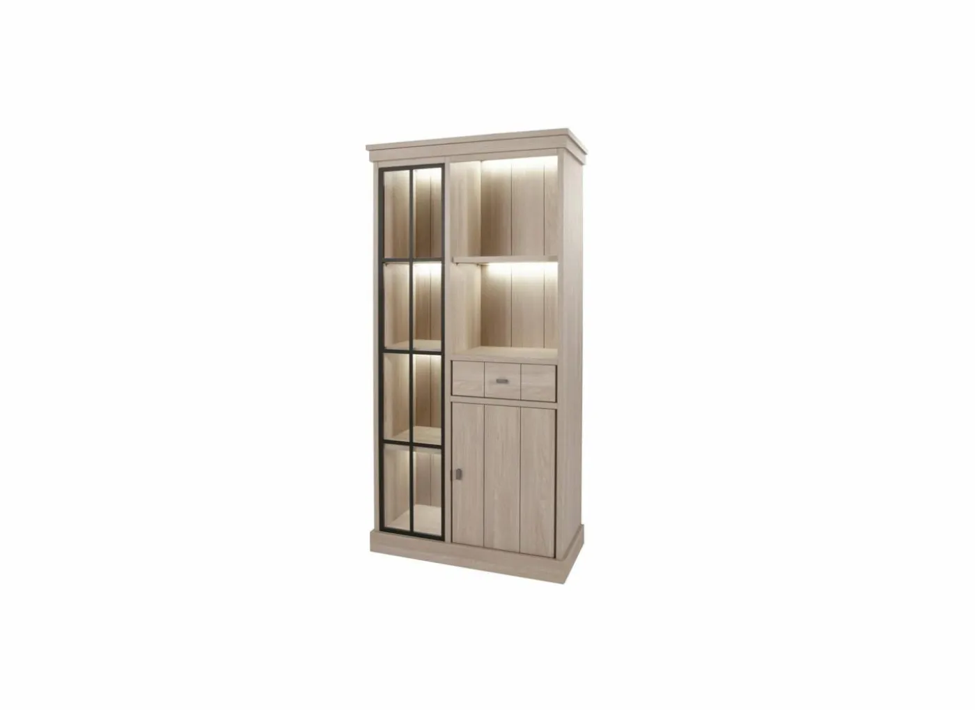 Vitrinekast 104cm - decor - natuurlijke olm