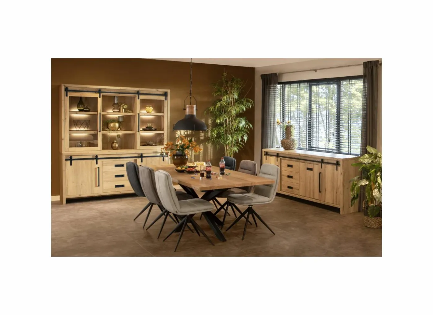 Vitrinekast Cottage 180cm - lamulux - naturel