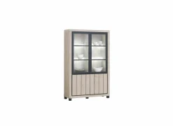 Vitrinekast Eureka 133cm - decor - natural oak & black
