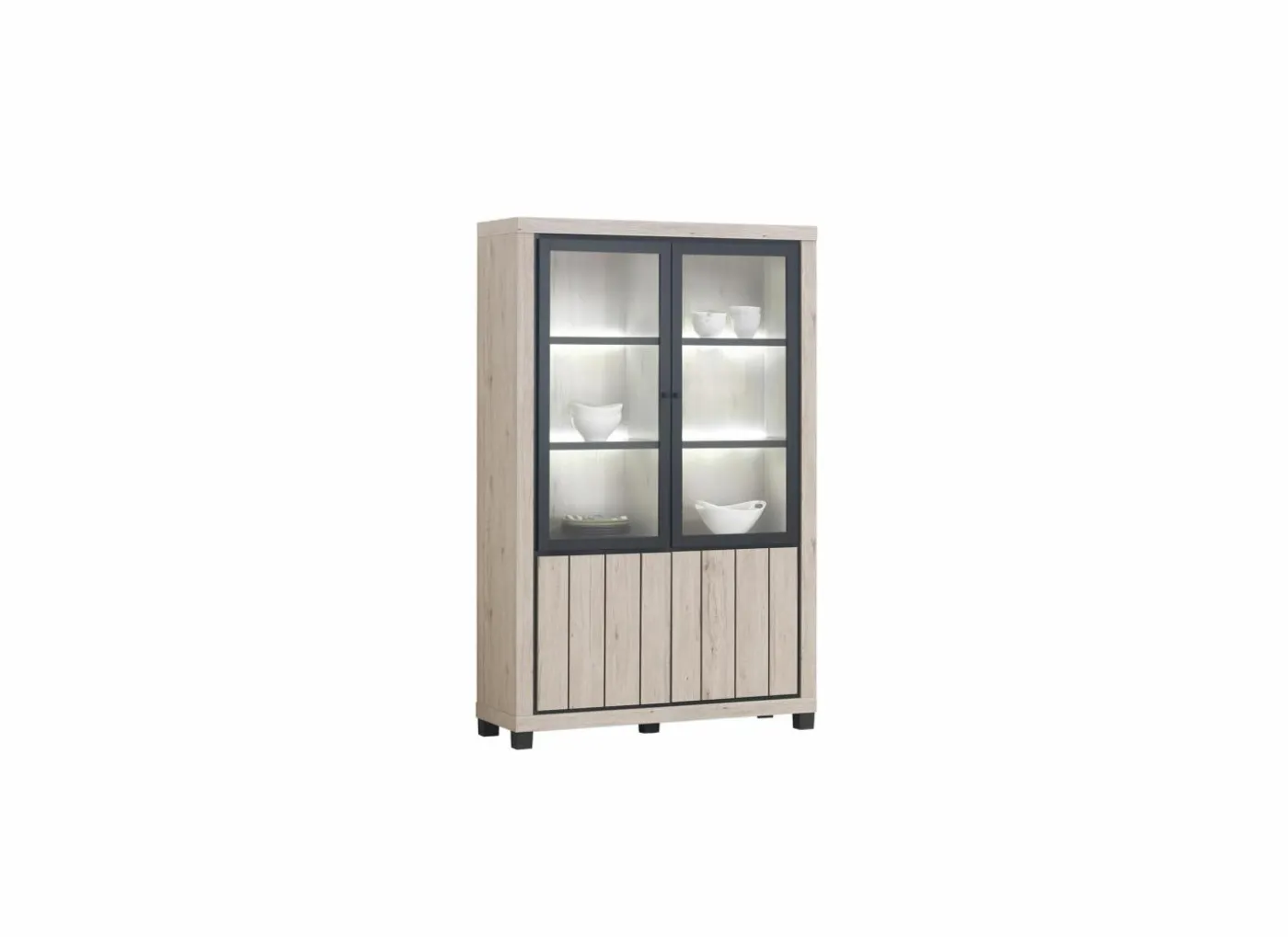 Vitrinekast Eureka 133cm - decor - natural oak & black