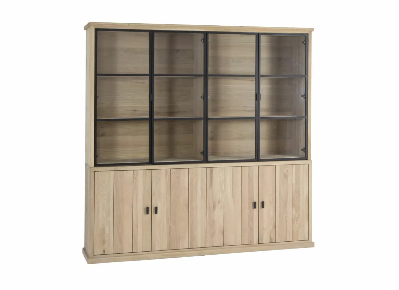 Vitrinekast Grimaldi 230cm - eik massief - naturel