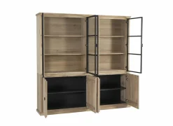 Vitrinekast Grimaldi 230cm - eik massief - naturel