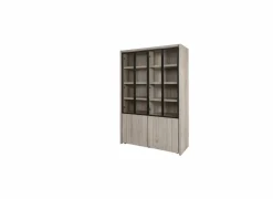 Vitrinekast Lucca 140cm - decor - millenium eik & lichtgrijs