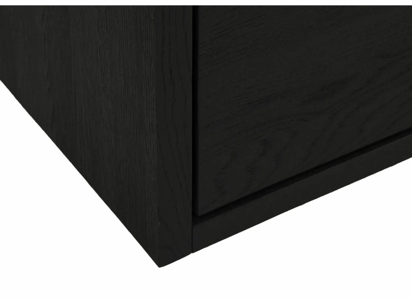 Vitrinekast Mauri 116,5cm - eik massief - zwart met verlichting