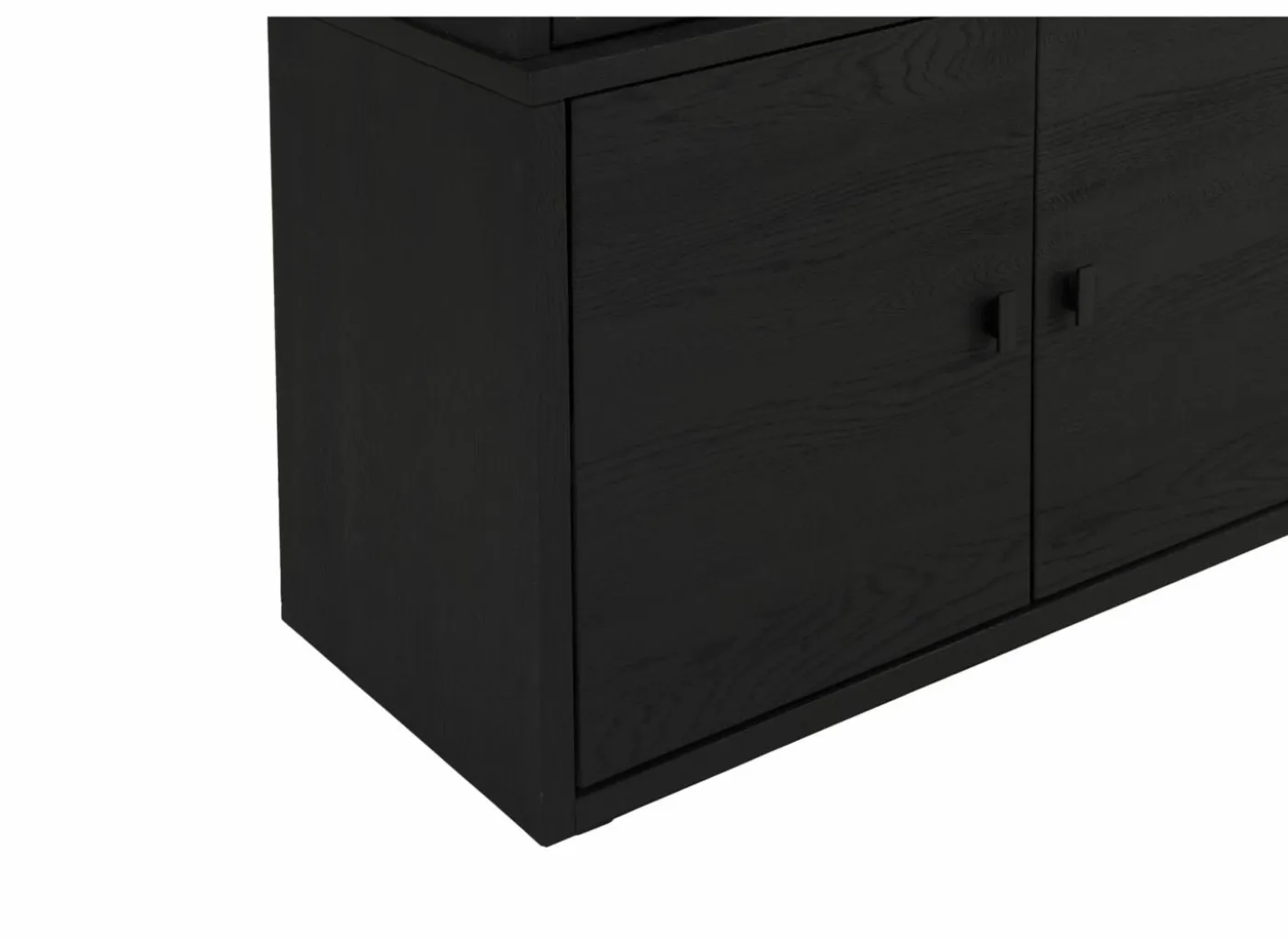 Vitrinekast Mauri 116,5cm - eik massief - zwart met verlichting