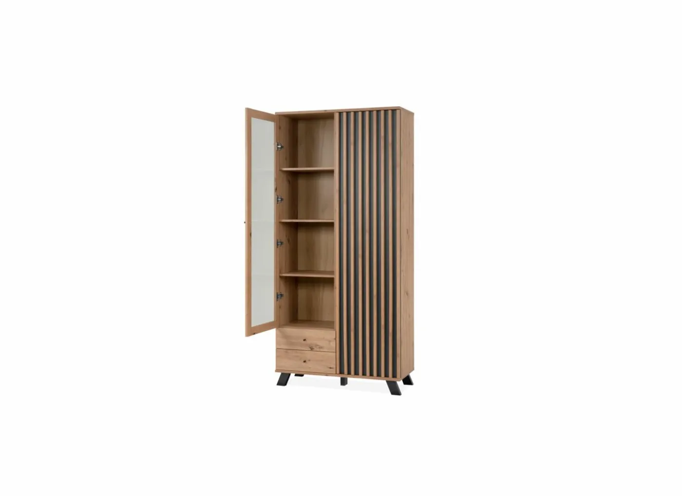 Vitrinekast Medan 92cm - melamine - artisanale eik