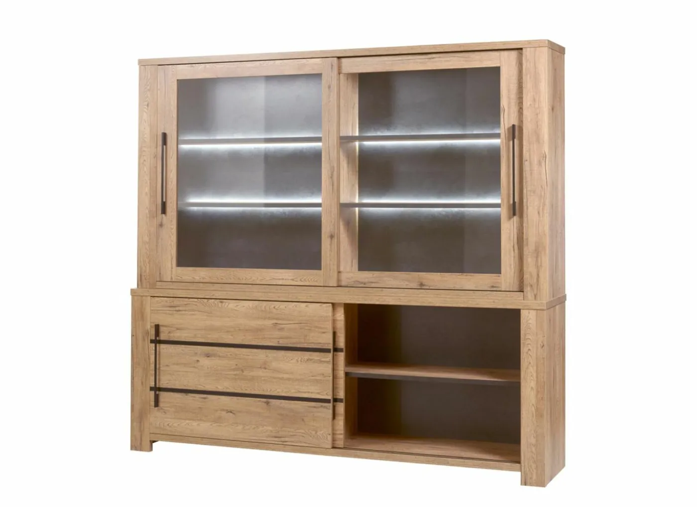 Vitrinekast Otto 230cm - decor - scarlet eik
