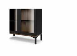 Vitrinekast Roomers 89cm - decor - zwart & walnoot