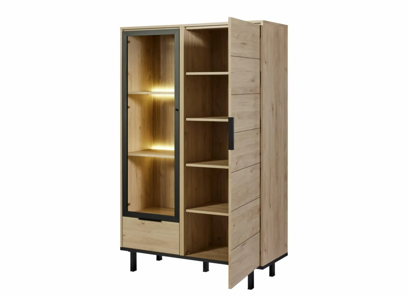 Vitrinekast Toby 120cm - melamine - castella oak