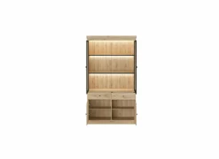 Vitrinekast Valencia 124cm - melamine - lichte eik