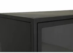 Vitrinekast Valeria 95cm - mango massief - naturel & zwart