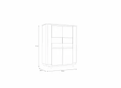 Vitrinekast Vodol 130cm - decor - zand & zwart