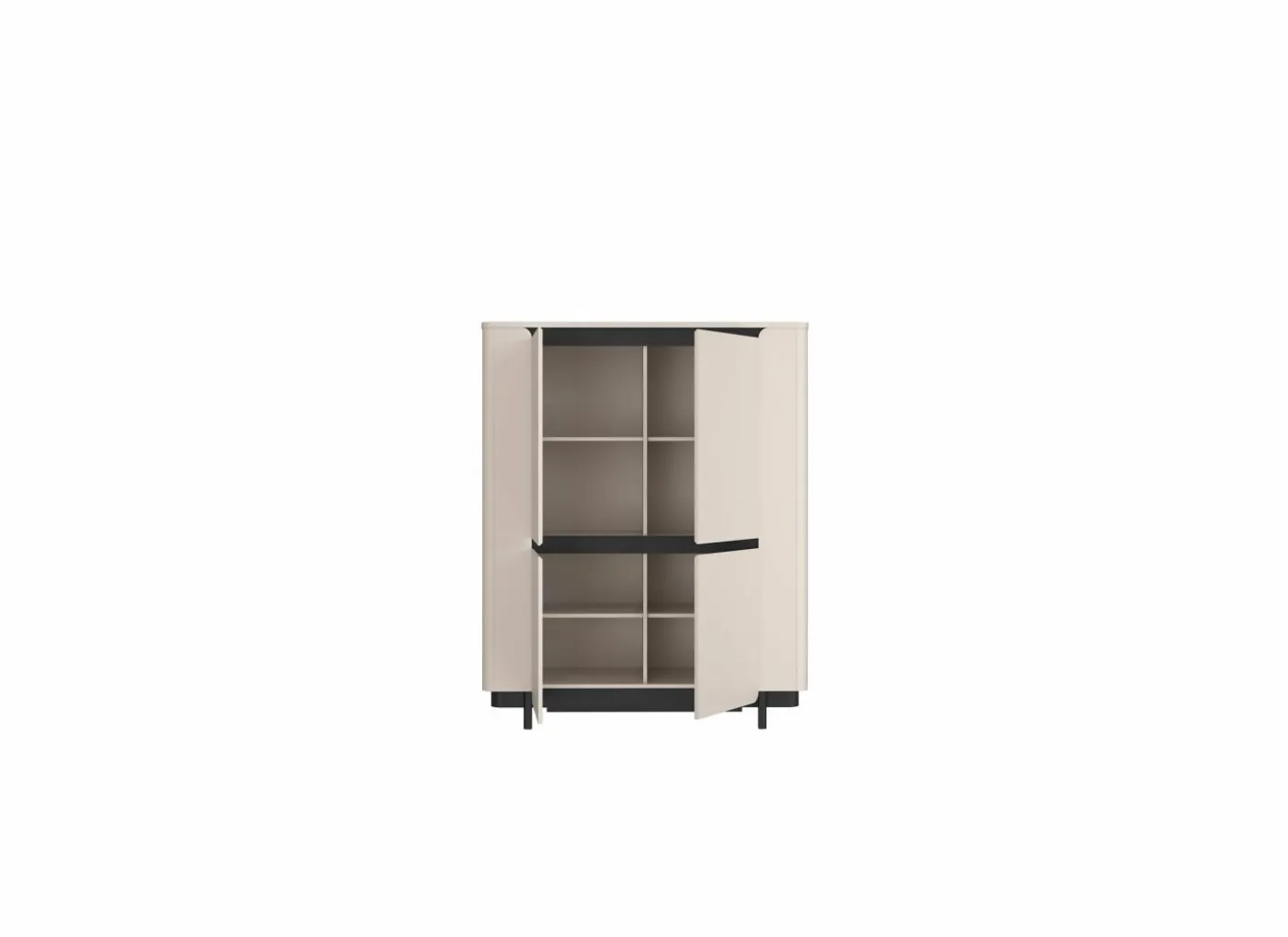 Vitrinekast Vodol 130cm - decor - zand & zwart