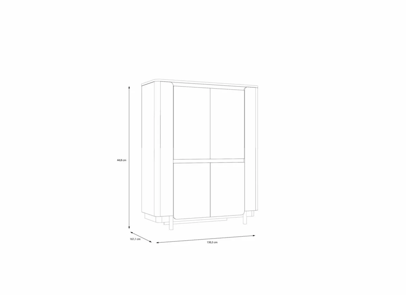 Vitrinekast Vodol 130cm - decor - zand & zwart