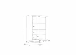 Vitrinekast Vodol 130cm - decor - zand & zwart