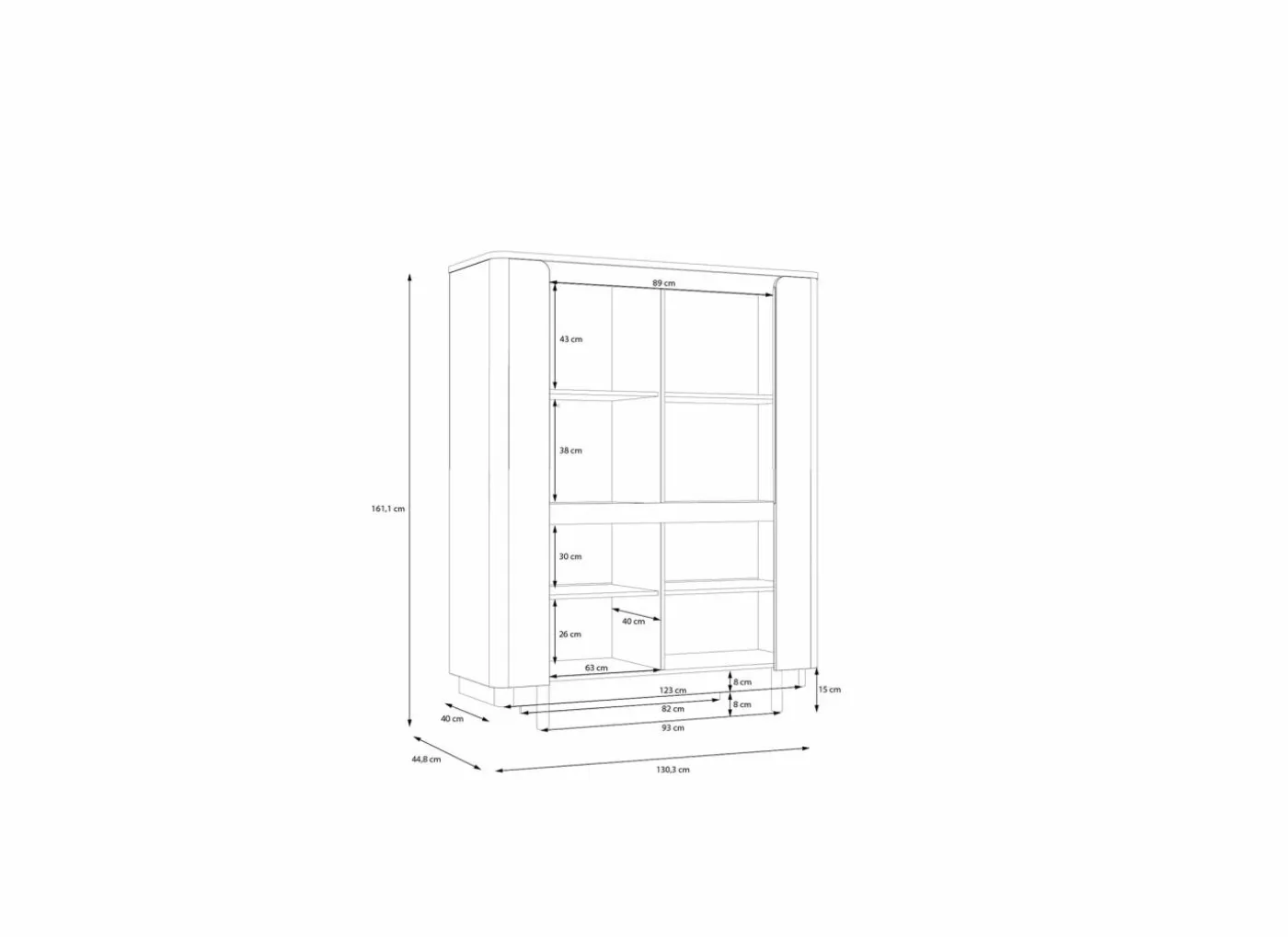 Vitrinekast Vodol 130cm - decor - zand & zwart