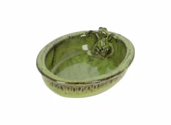 Vogelbad Kikker 30x23,5xH8cm - keramiek - groen