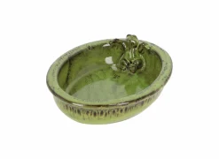 Vogelbad Kikker 30x23,5xH8cm - keramiek - groen