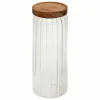Voorraadpot Harmony 1,3L - glas - transparant & acacia