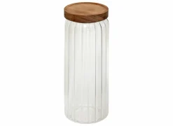 Voorraadpot Harmony 1,3L - glas - transparant & acacia